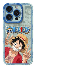 One Piece Luffy Liquid Silicone Phone Case for iPhone 15 Pro Max/14 Plus/13/12/11/XR/XS Max | Full Protection Cartoon Anime Design