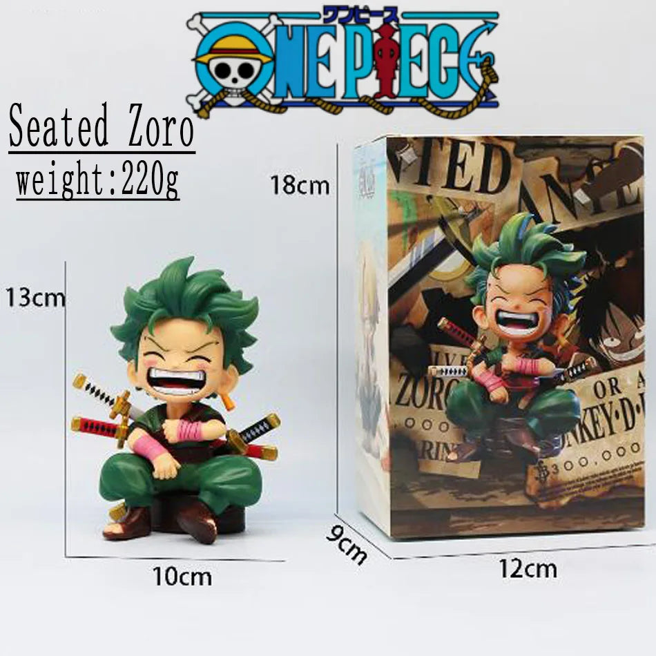 13cm One Piece Anime Figure Sitting Laughing Luffy Action Figures Kawaii Sanji Zoro Figurine Room Car Ornaments Collection Toys