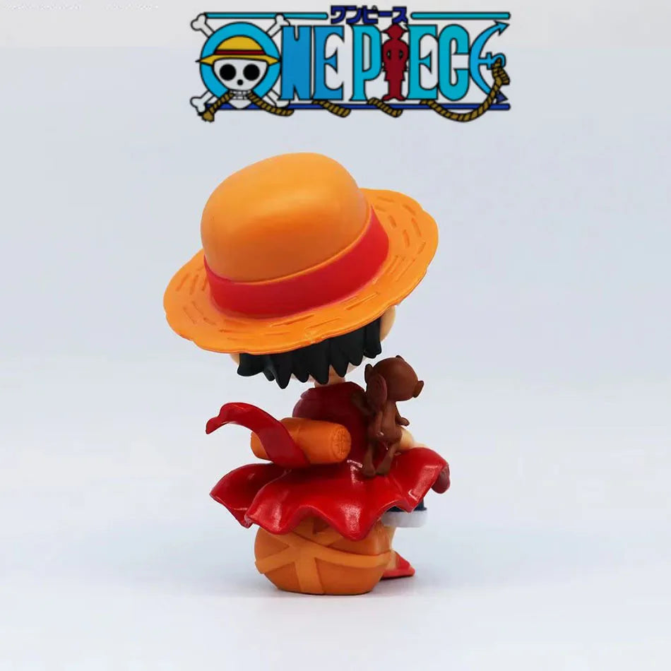 13cm One Piece Anime Figure Sitting Laughing Luffy Action Figures Kawaii Sanji Zoro Figurine Room Car Ornaments Collection Toys