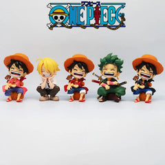 13cm One Piece Anime Figure Sitting Laughing Luffy Action Figures Kawaii Sanji Zoro Figurine Room Car Ornaments Collection Toys