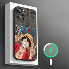 One Piece Luffy iPhone 16 Pro Max Case – Trendy Anime Cartoon Magnetic Liquid Silicone Shockproof Cover for iPhone 14 Plus, 13, 12. Minimalist Full-Body Protection