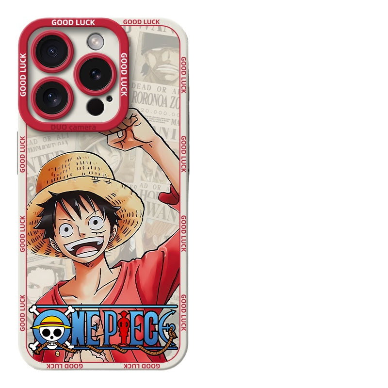 One Piece Luffy Liquid Silicone Phone Case for iPhone 15 Pro Max/14 Plus/13/12/11/XR/XS Max | Full Protection Cartoon Anime Design