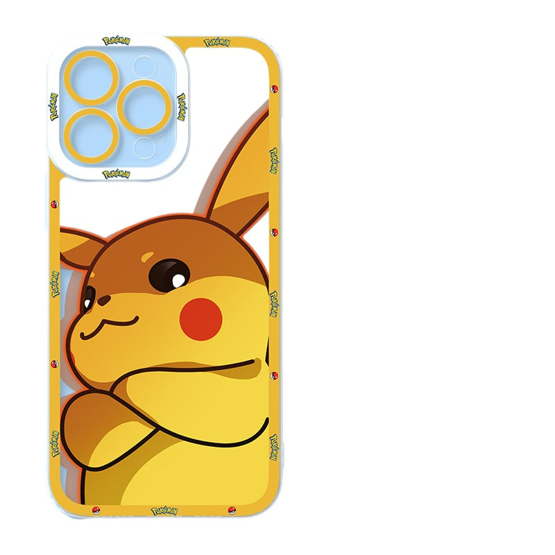 Pokemon Pikachu & Gengar Transparent Shockproof Phone Case for iPhone 16, 15 Pro, 14, 13 Pro Max, 12, XS Max, XR, 7 Plus, 8P, 6S - Cute Fun Design for Men & Women