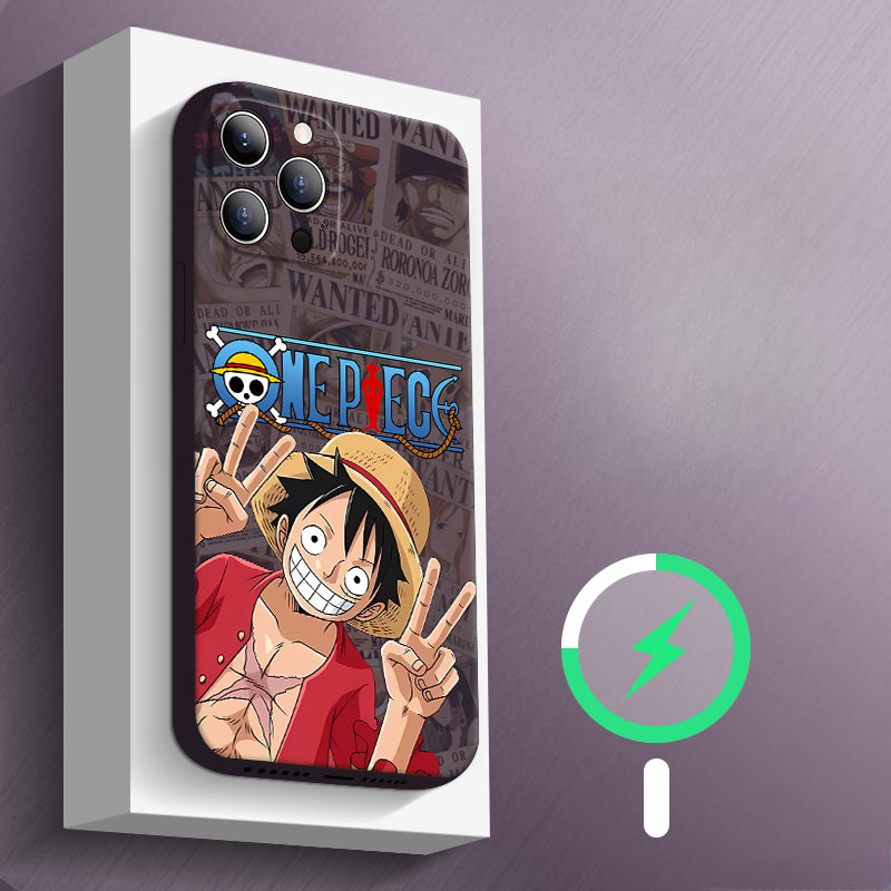 One Piece Luffy iPhone 16 Pro Max Case – Trendy Anime Cartoon Magnetic Liquid Silicone Shockproof Cover for iPhone 14 Plus, 13, 12. Minimalist Full-Body Protection