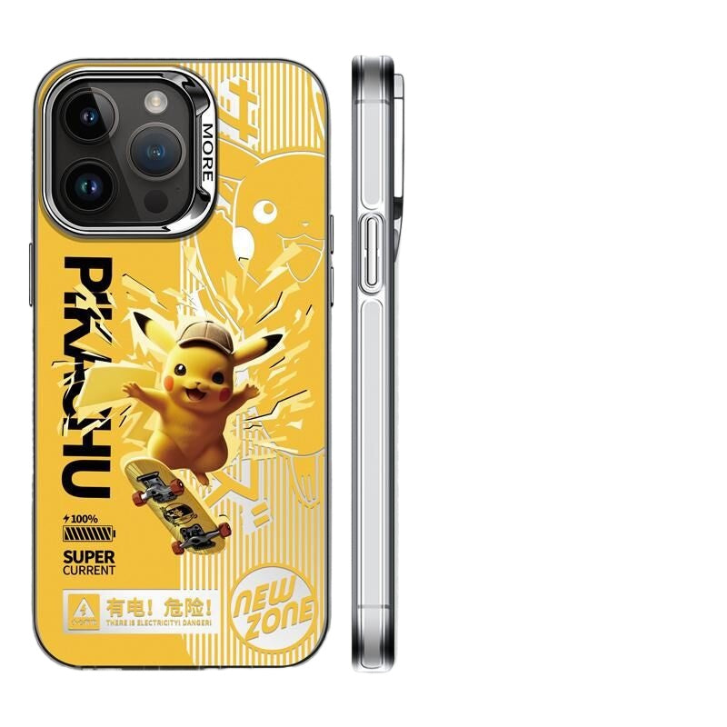 Original Charizard Matte Silver Electroplated Phone Case for iPhone 15, 14, 13 Pro Max, 12 - Anti-Slip Shockproof PC Protective Cover