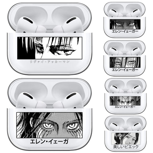 Anime Attack on Titan Transparent Case for Airpods Pro 3 2 1 Shingeki No Kyojin Levi Eren Yeager Airpod Cases TPU Earphone Cover