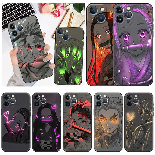 Anime Demon Slayer Case For Apple iPhone 13 11 14 12 Pro 7 XR X XS Max 8 Plus 6 6S SE 2022 13Pro Black Soft Phone Funda