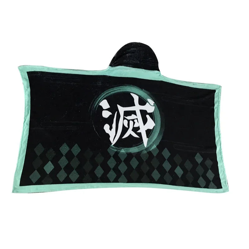 Anime Demon Slayer Kimetsu No Yaiba Blanket Cloak Cosplay Costume Kamado Nezuko Agatsuma Zenitsu Flannel Blanket Hoodie Shawl