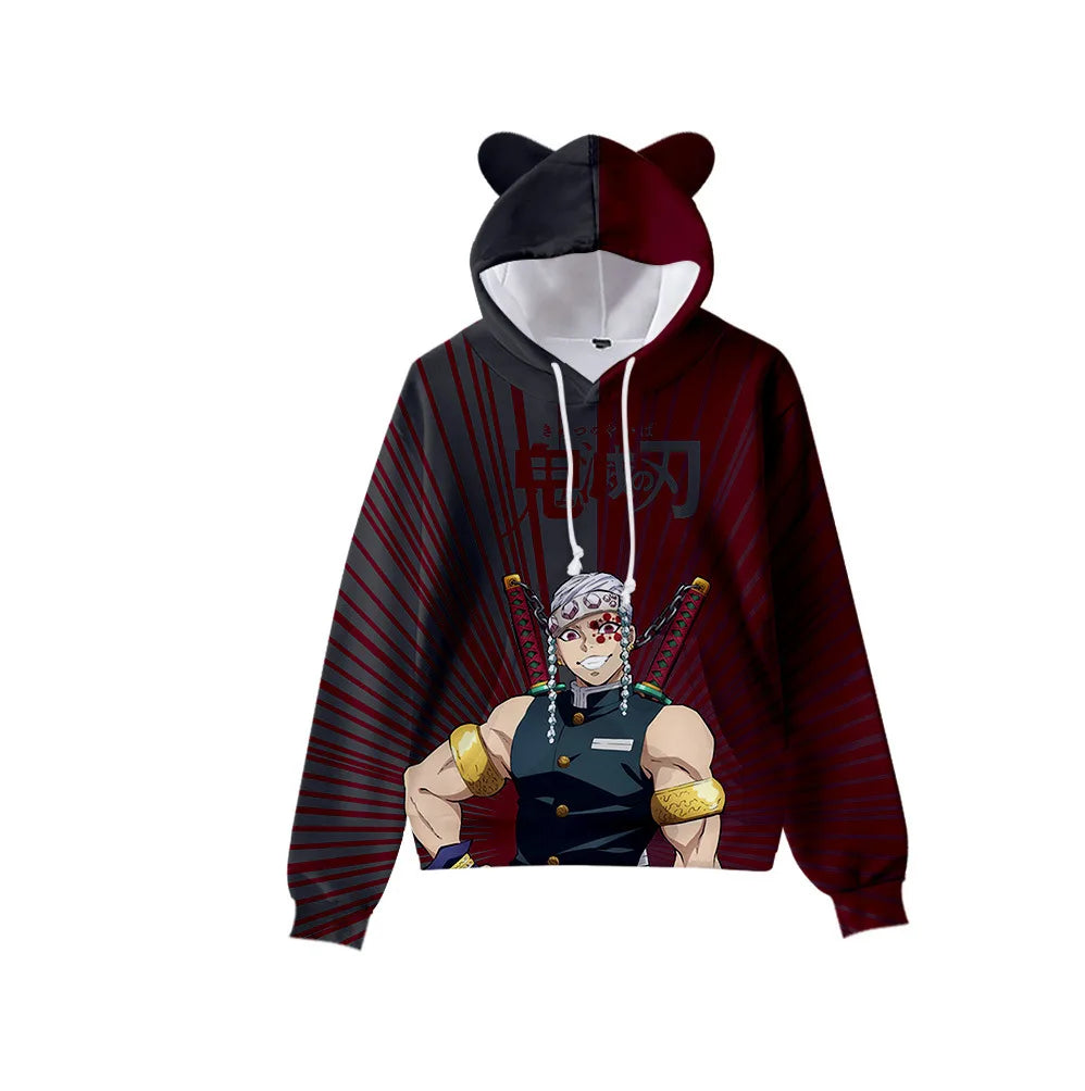 Anime Demon Slayer Men's Women's Hoodies 3D Print Plus Size Pullover Hooded Sweatshirts Streetwear Tops Clothing