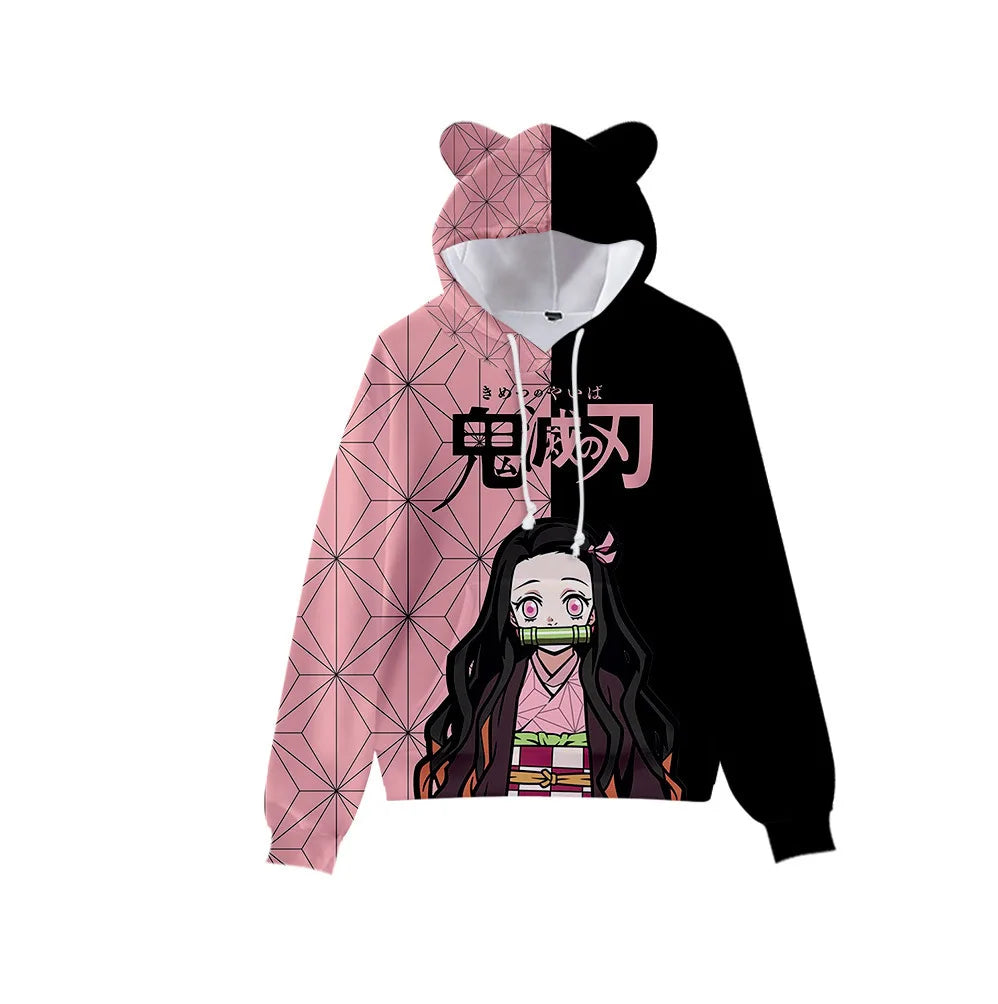 Anime Demon Slayer Men's Women's Hoodies 3D Print Plus Size Pullover Hooded Sweatshirts Streetwear Tops Clothing