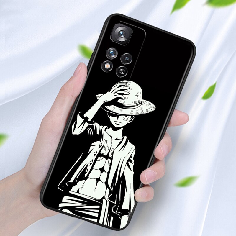 Anime Japanese One Piece Phone Case For Xiaomi Redmi Note 12 12S Turbo 11 11T 11S 10 10S 9 8 8T 7 Plus 5G Black Phone Case Cover