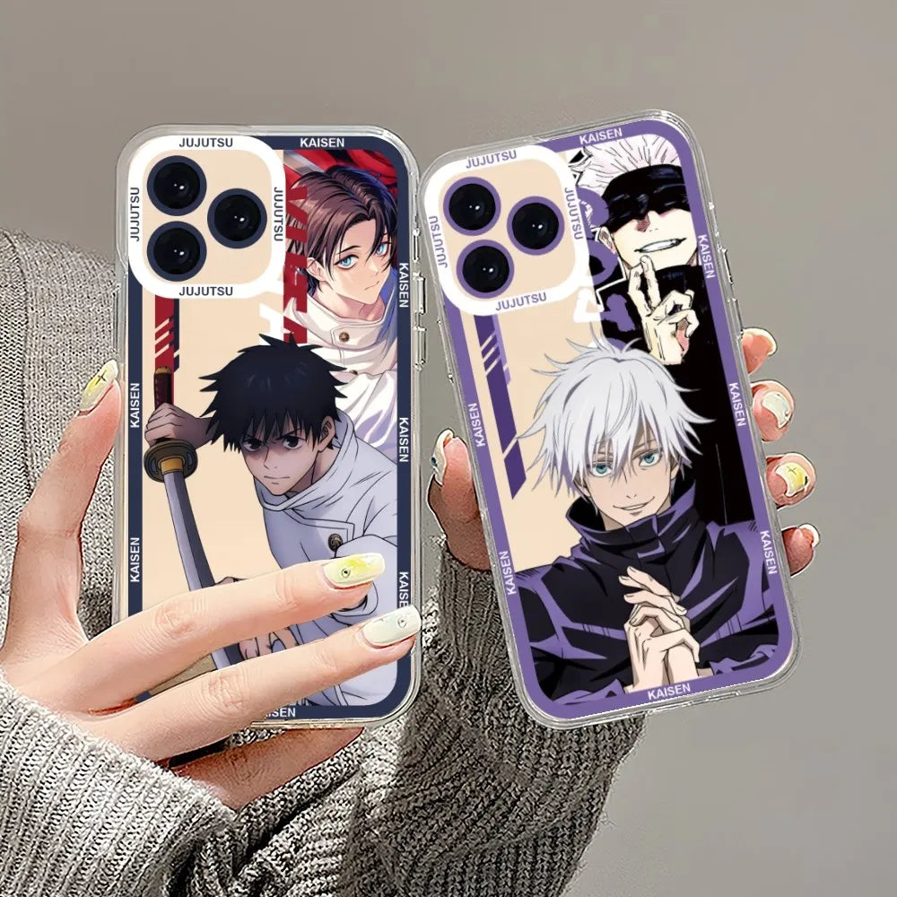 Anime Jujutsu Kaisen Gojo Satoru Phone Case For iPhone 13 14 Mini 11 12 Pro Max Transparent Shell