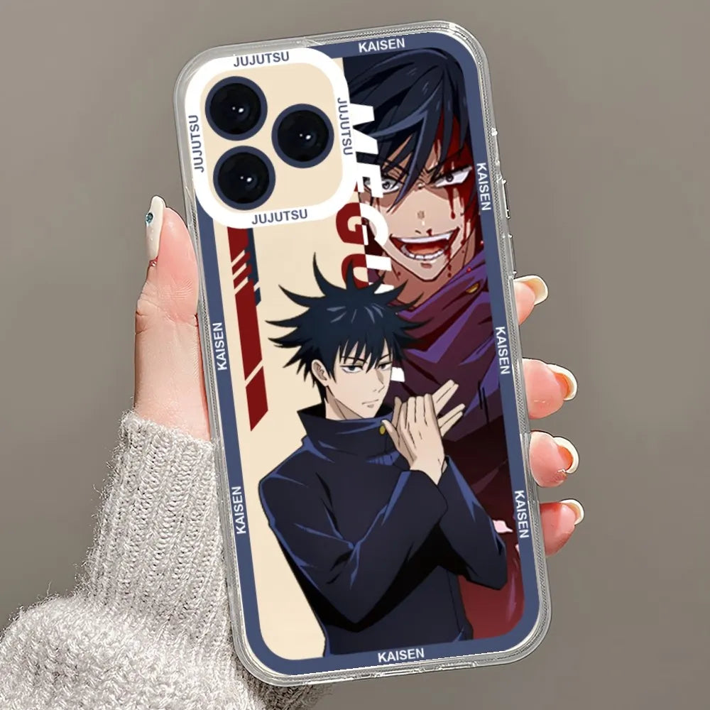 Anime Jujutsu Kaisen Gojo Satoru Phone Case For iPhone 13 14 Mini 11 12 Pro Max Transparent Shell