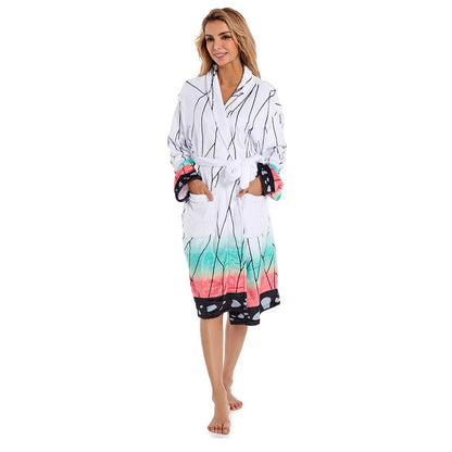 Anime Kamado Tanjirou Cosplay Bathrobe Coral Fleece Bath Robe Dressing Gown Cloak