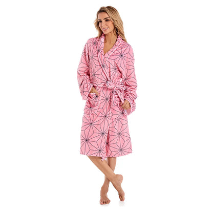 Anime Kamado Tanjirou Cosplay Bathrobe Coral Fleece Bath Robe Dressing Gown Cloak