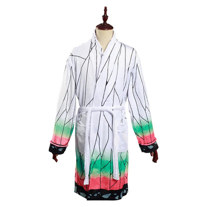 Anime Kochou Shinobu Cosplay Bathrobe Coral Fleece Bath Robe Sleepwear Costumes Gown