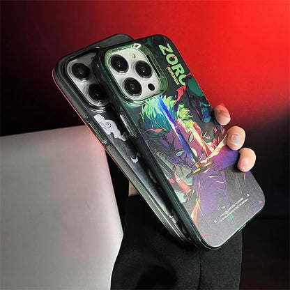 Anime O-One Piece Luffys Gear Electroplating Phone Case For iPhone 16 15 14 13 12 11 Pro Max Luxury Electroplated Protective Cover