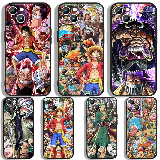 Anime Ones Pieces Phone Case For Apple iPhone 11 12 13 14 Max Mini 5 6 7 8 S SE X XR XS Pro Plus Black Cover Funda Soft