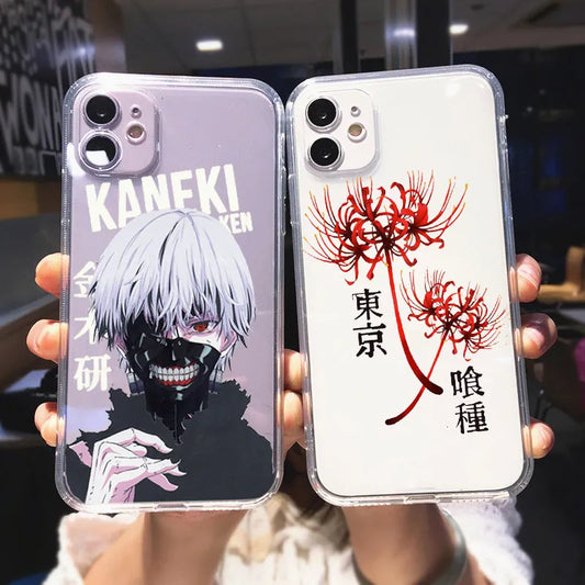 Clear Phone Case for iPhone 14 13 12 11 Pro Max X XS Max 7 8 Plus SE XR Funda Japanese Anime Tokyo Ghoul Japan Suave Cover Coque