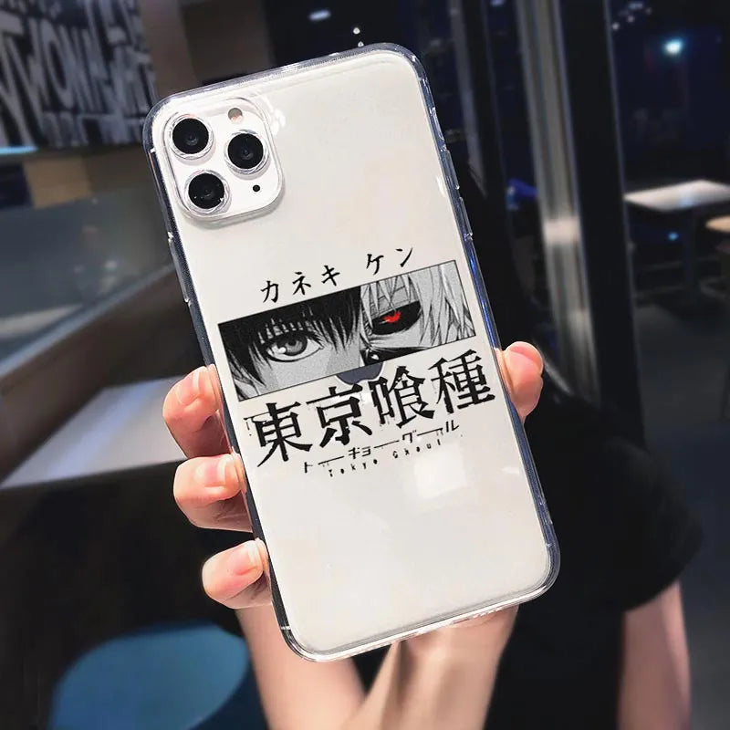 Clear Phone Case for iPhone 14 13 12 11 Pro Max X XS Max 7 8 Plus SE XR Funda Japanese Anime Tokyo Ghoul Japan Suave Cover Coque