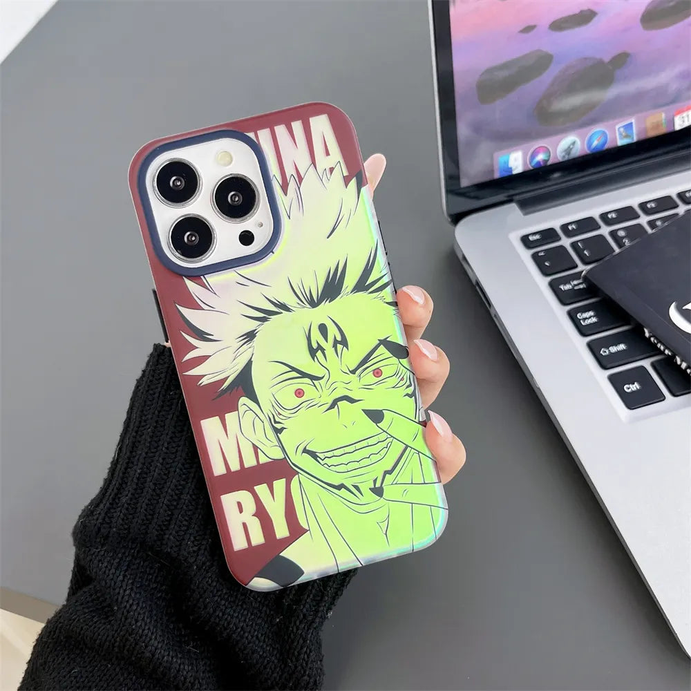 Jujutsu Kaisen GOJO and Sukuna Laser plating Phone Case for - Animehouse