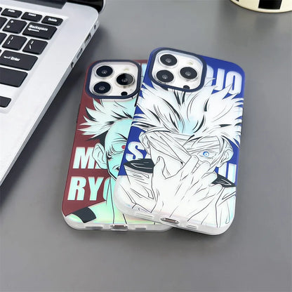 Cool Japan Anime Jujutsu Kaisen Ryomen Sukuna Phone Case for iphone 14 13 12 11 Pro X Xs Max XR Aurora laser Protect back Cover
