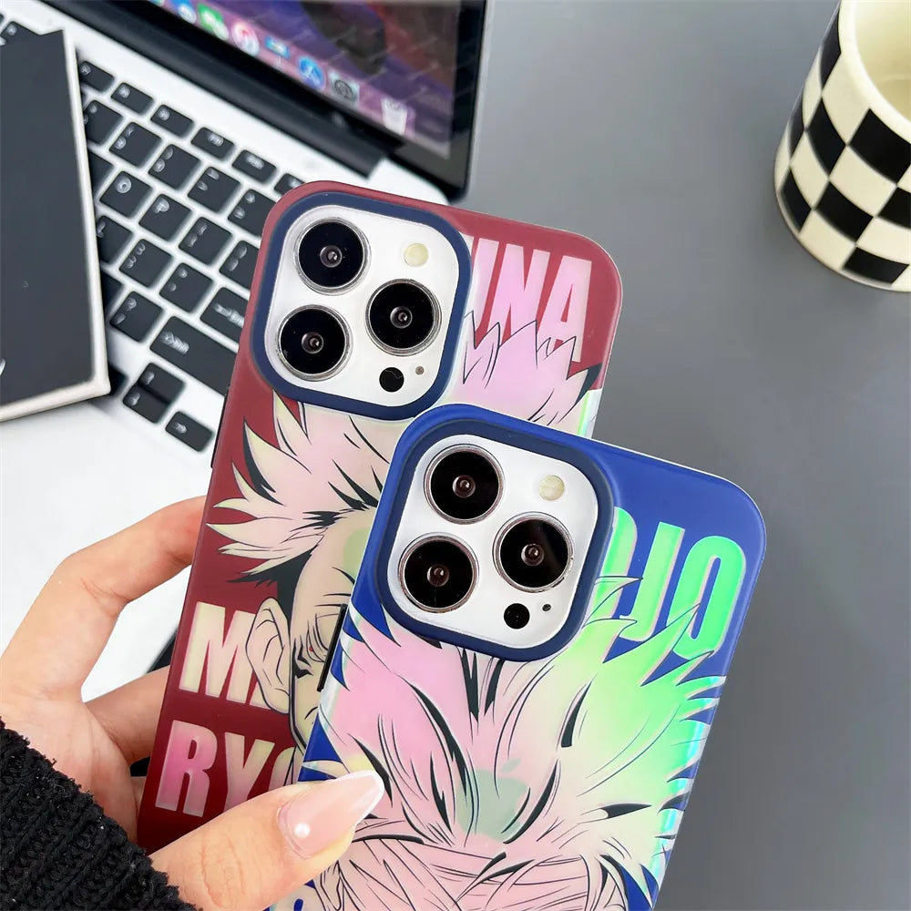 Jujutsu Kaisen GOJO and Sukuna Laser plating Phone Case for - Animehouse