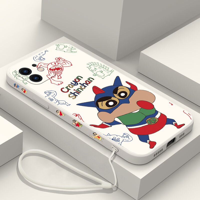 Crayon Shinchan Phone Case For iPhone 14 13 12 11 Pro Max Mini X XR XS MAX Plus Liquid Silicone Cover