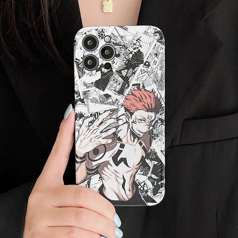 Jujutsu Kaisen anime style Gojo Satoru and Sukuna phone case - Animehouse