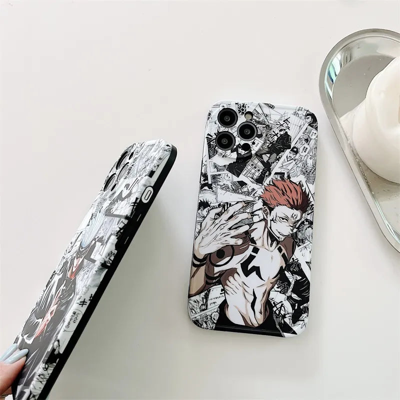 Jujutsu Kaisen anime style Gojo Satoru and Sukuna phone case - Animehouse