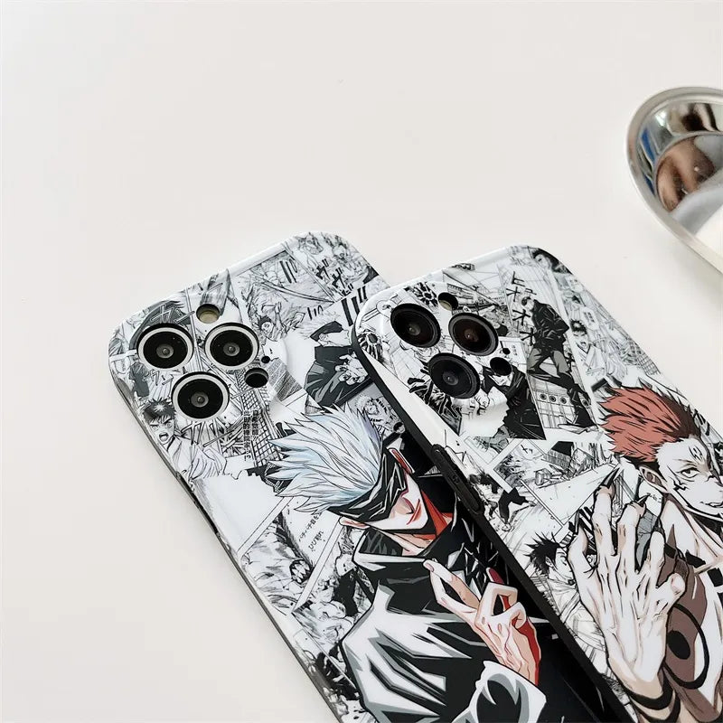 Jujutsu Kaisen anime style Gojo Satoru and Sukuna phone case - Animehouse