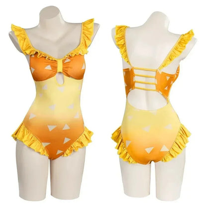 Demon Slayer Bikinis Woman Anime Kimetsu No Yaiba Kamado Tanjirou Nezuko Agatsuma Zenitsu Cosplay Swimsuit Bathing Gift