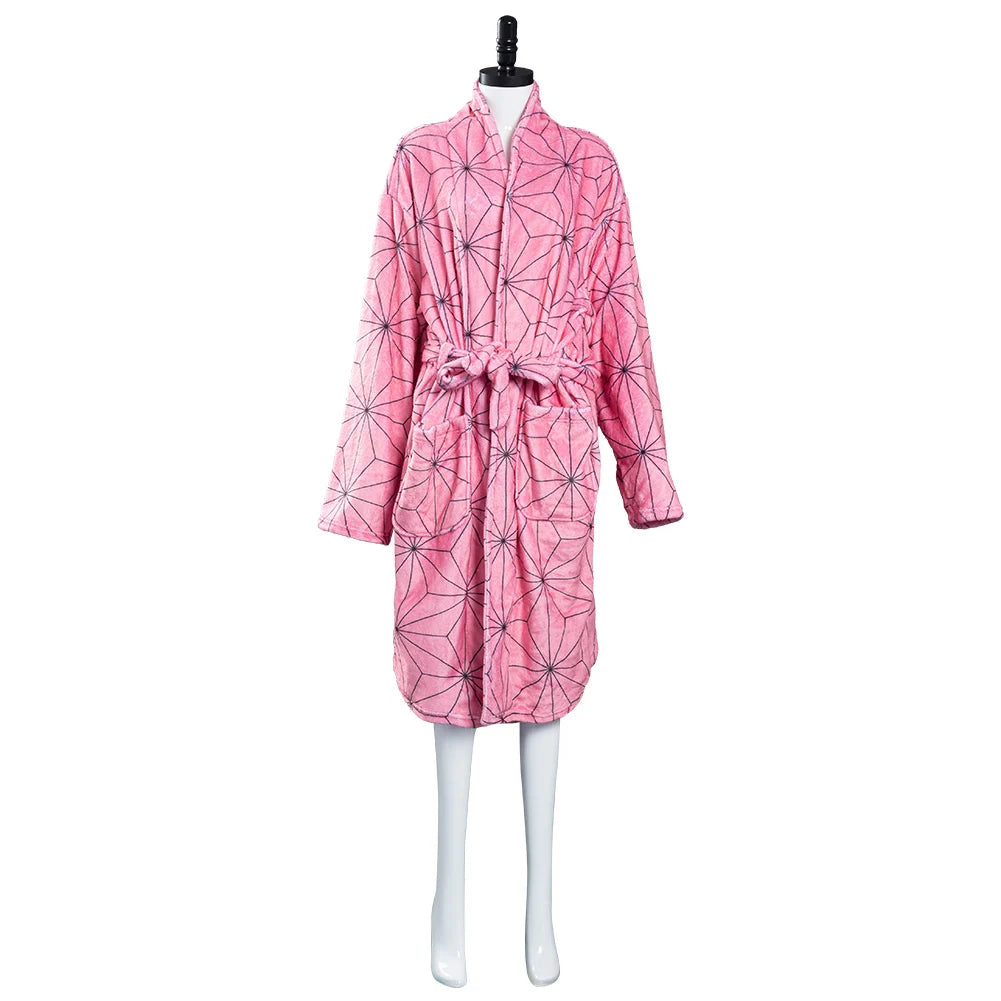 Anime Kochou Shinobu Cosplay Bathrobe Coral Fleece Bath Robe Sleepwear Costumes Gown