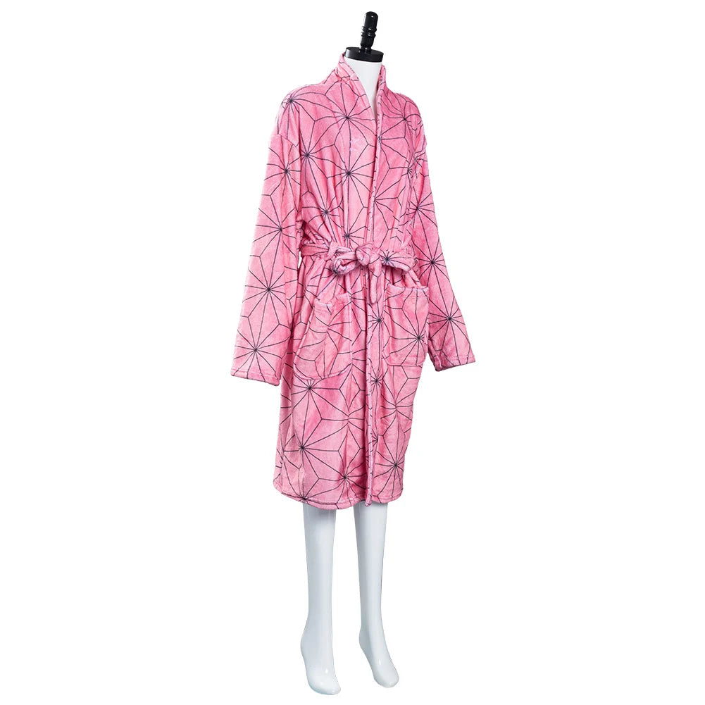 Anime Kochou Shinobu Cosplay Bathrobe Coral Fleece Bath Robe Sleepwear Costumes Gown