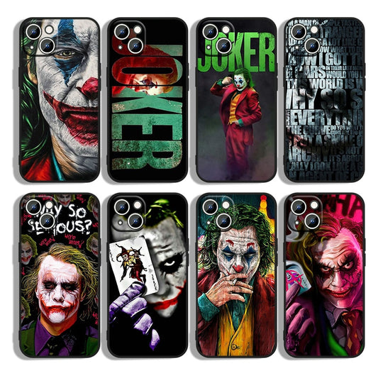 Happy Face Joker Phone Case For Apple iPhone 14 13 12 11 mini XS XR X Pro Max 8 7 6S 6 Plus Black Soft Cover