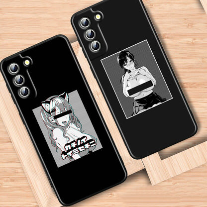 Hentai Sexy Ahegao girl For Samsung Galaxy S22 S21 S20 Ultra Plus Pro S10 S9 S8 S7 4G 5G Soft TPU Black Phone Case Cover Shell