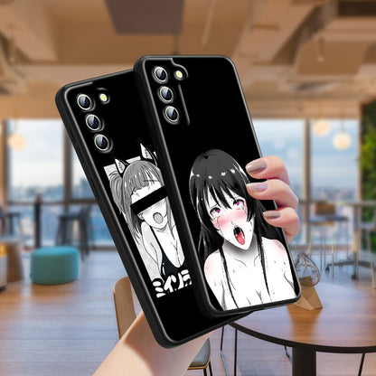 Hentai Sexy Ahegao girl For Samsung Galaxy S22 S21 S20 Ultra Plus Pro S10 S9 S8 S7 4G 5G Soft TPU Black Phone Case Cover Shell