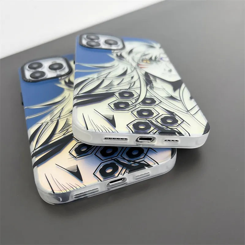 Japan Anime Inuyasha Sesshoumaru Case for iphone 11 12 13 14 pro max 14pro 14plus Bling Laser Soft Phonecase Funda