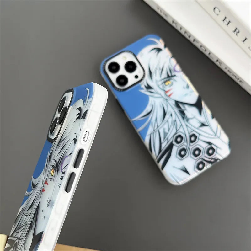 Japan Anime Inuyasha Sesshoumaru Case for iphone 11 12 13 14 pro max 14pro 14plus Bling Laser Soft Phonecase Funda