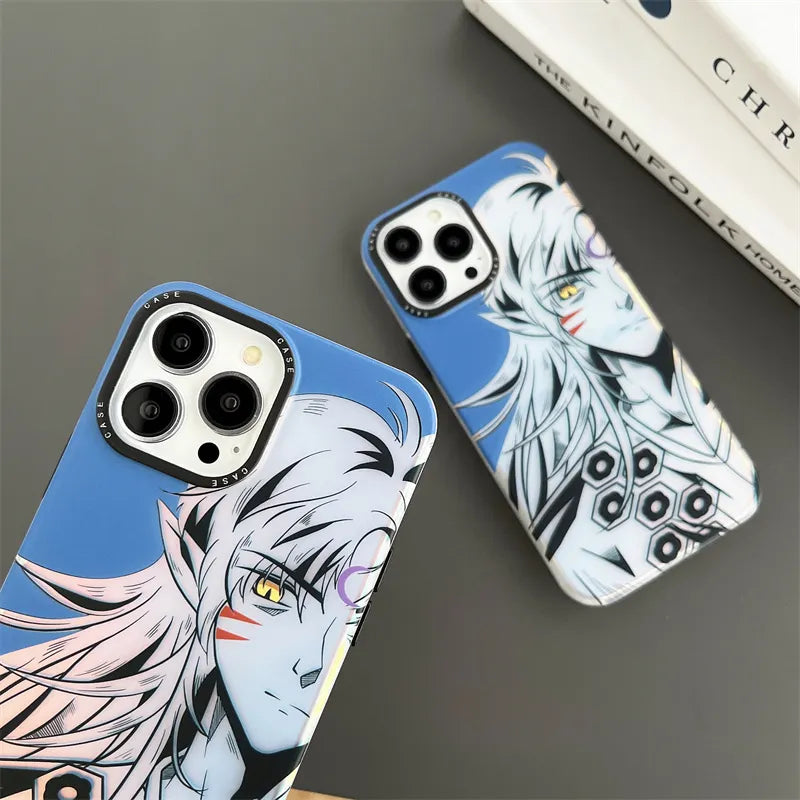 Japan Anime Inuyasha Sesshoumaru Case for iphone 11 12 13 14 pro max 14pro 14plus Bling Laser Soft Phonecase Funda