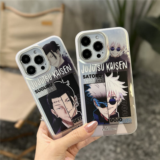 Japan Anime Jujutsu Kaisen Satoru Gojo Geto Suguru Phone Case For iPhone 14 13 12 11 Pro Max Luxury laser Gradient Covers