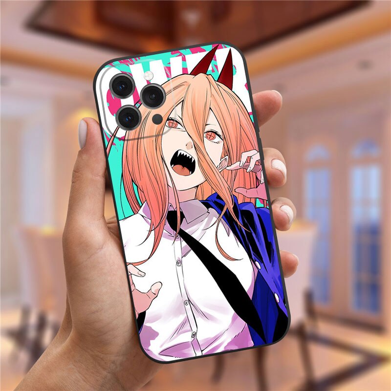 Japan Cartoon Anime Chainsaw Man Phone Case For iPhone 15 14 13 12 Pro Max  Soft TPU Cover Funda - Animehouse