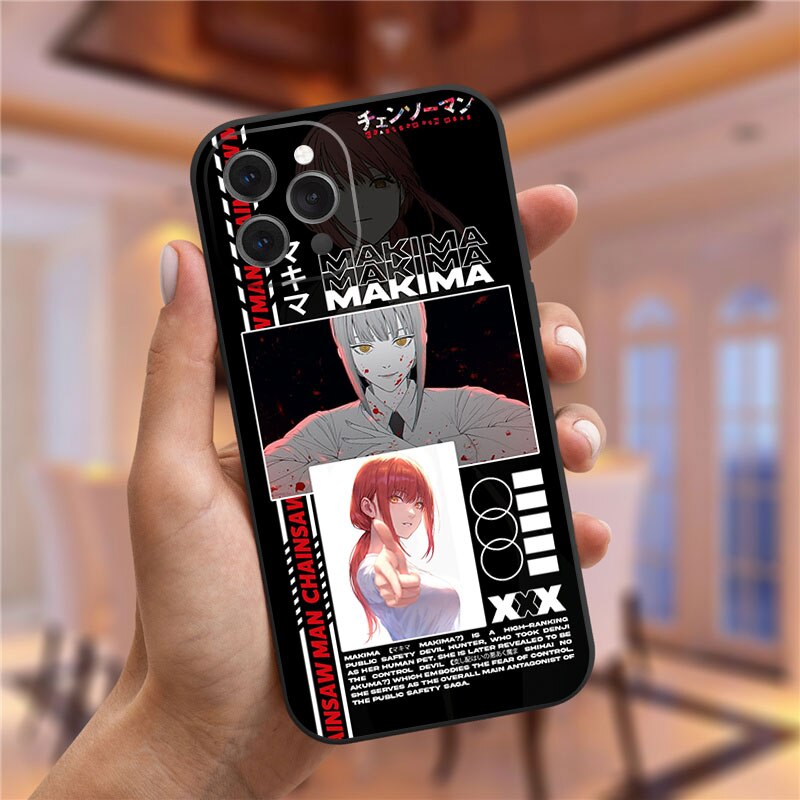 Japan Cartoon Anime Chainsaw Man Phone Case For iPhone 15 14 13 12 Pro Max  Soft TPU Cover Funda - Animehouse