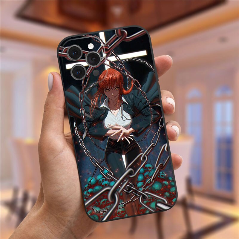 Japan Cartoon Anime Chainsaw Man Phone Case For iPhone 15 14 13 12 Pro Max  Soft TPU Cover Funda - Animehouse