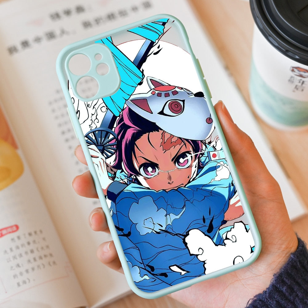 Japanese Anime Demon Slayer Phone Cases for iPhone 14 13 12 11 Pro Max Mini X XR XS Max 7 8 Plus SE Kimetsu No Yaiba Cover Shell