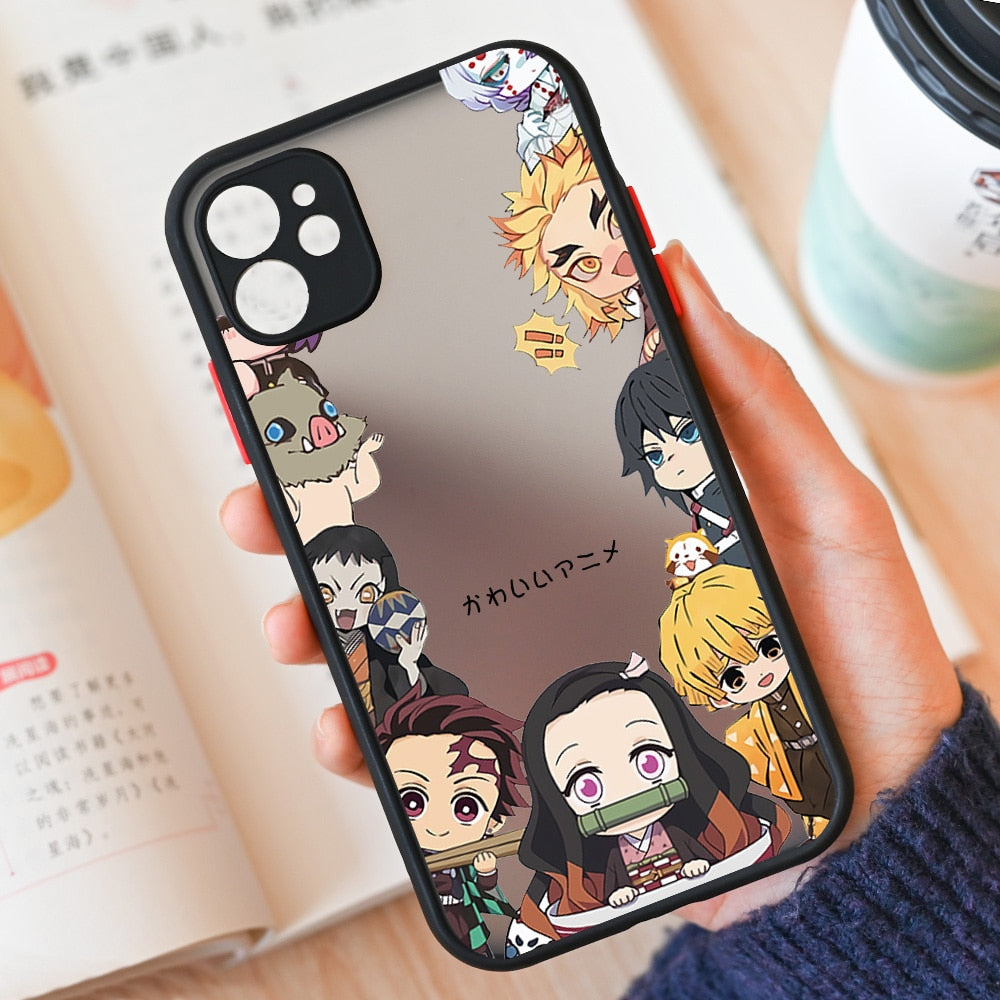 Japanese Anime Demon Slayer Phone Cases for iPhone 14 13 12 11 Pro Max Mini X XR XS Max 7 8 Plus SE Kimetsu No Yaiba Cover Shell