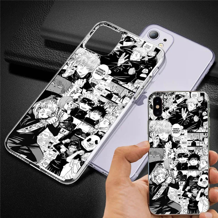 Japanese Anime Jujutsu Kaisen CellPhones Case for IPhone 14 11 12 13 X XR XS Pro MAX SE2020 6 6S 7 8 Plus Cartoon Cover Funda - Animehouse