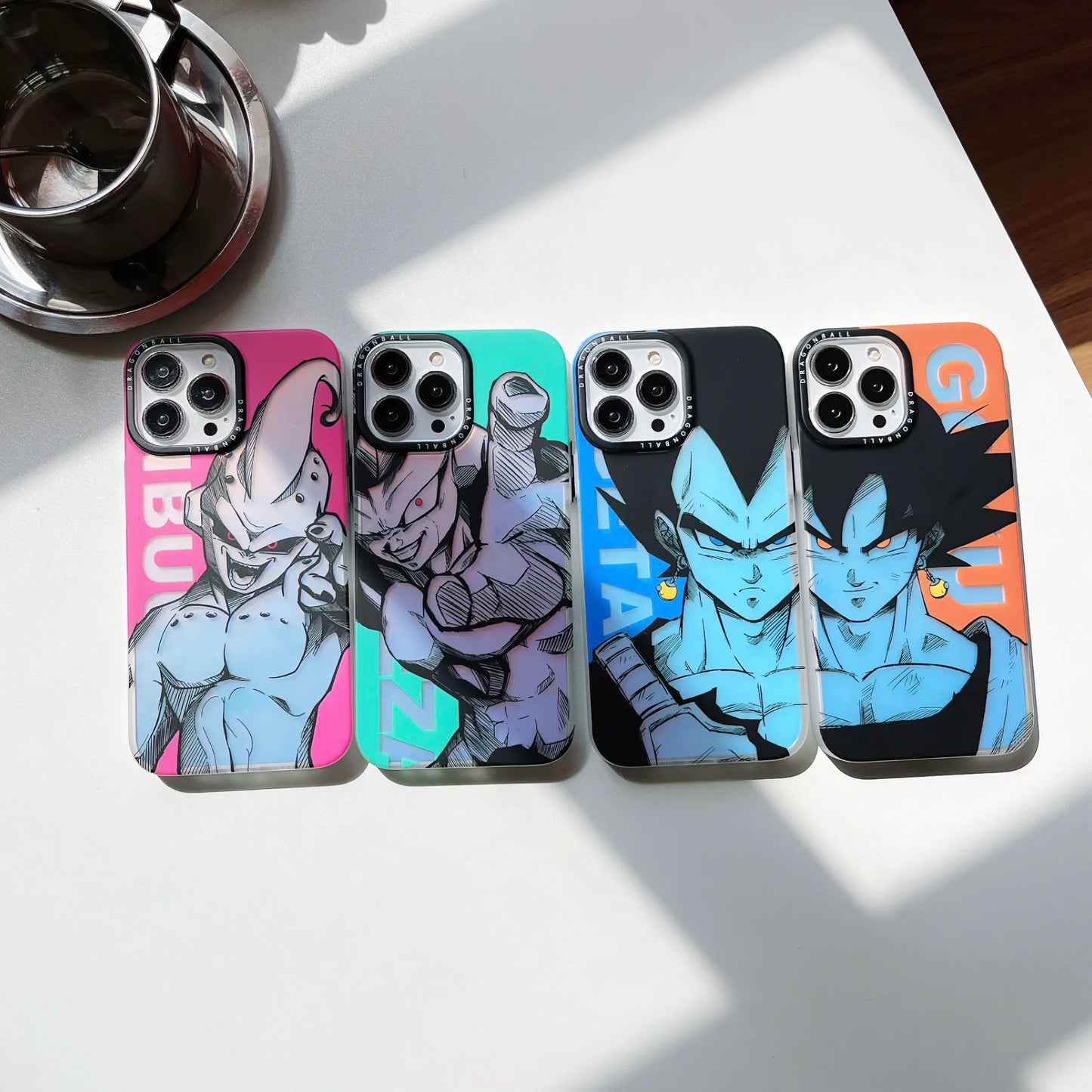 Luxury Anime Dragons Balls Gokus Laser Phone Case For iPhone 14 13 12 11 Pro Max iPhone 14Pro Couple Anti-drop Soft Cover Funda