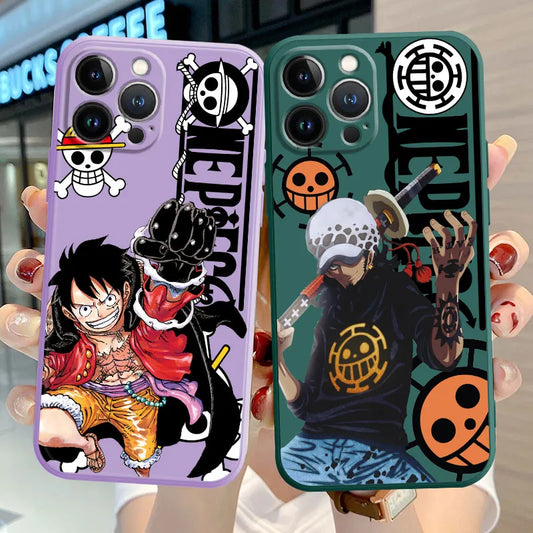 Luxury Anime O-One Pieces Phone Case for iPhone XR XS X SE 8 7 6S 14 Plus 11 13 Pro Max 12 Mini XS Max Liquid Cover Cases