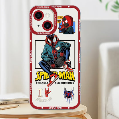 Marvel SpiderMan Avengers Cartoon Transparent  Phone Case For iPhone 14 13 12 11 Mini XS XR X Pro MAX 8 7 6 Plus SE Angel Eyes